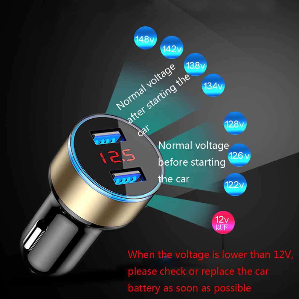 Dual USB Car Fast Charger & LED Display