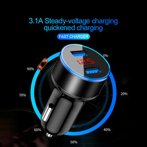 Dual USB Car Fast Charger & LED Display